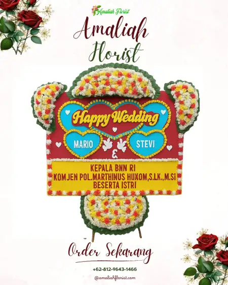 Papan Bunga Pernikahan Biru